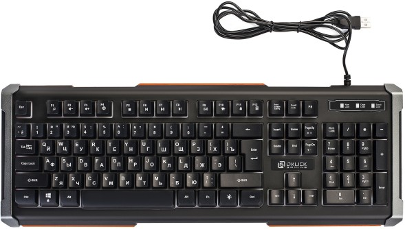 Клавиатура Оклик 717G BLACK DEATH черный/серый USB Multimedia for gamer LED (476395)