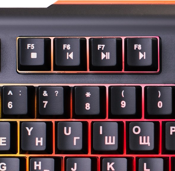 Клавиатура Оклик 717G BLACK DEATH черный/серый USB Multimedia for gamer LED (476395)