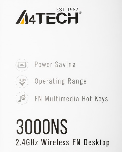 Клавиатура + мышь A4Tech 3000NS клав:черный мышь:черный USB беспроводная Multimedia