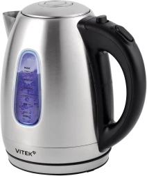 Чайник электрический Vitek VT-WK1056 1.7л. 2200Вт серебристый матовый/черный корпус: металл