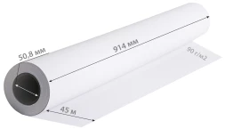 Бумага Cactus CS-PM90-91445 36"(A0) 914мм-45м/90г/м2/белый CIE155% матовое универсальная (с покрытием) втулка:50.8мм (2")