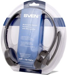 Гарнитура накладные Sven AP-151MV 1.2м черный проводные оголовье (SV-015411)