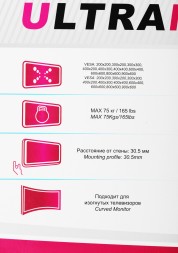 Кронштейн для телевизора Ultramounts UM815F черный 60&amp;quot;-100&amp;quot; макс.75кг настенный фиксированный