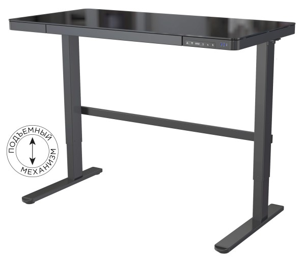 Стол для компьютера Cactus подъёмный столешница стекло черный каркас черный (CS-EGD-BBK)