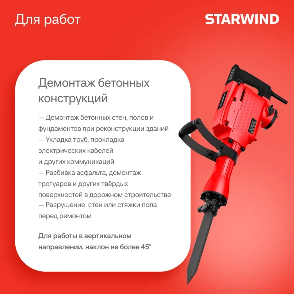 Отбойный молоток Starwind SDB65-1900MS1 1900Вт