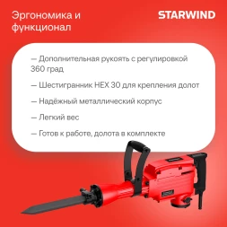 Отбойный молоток Starwind SDB65-1900MS1 1900Вт