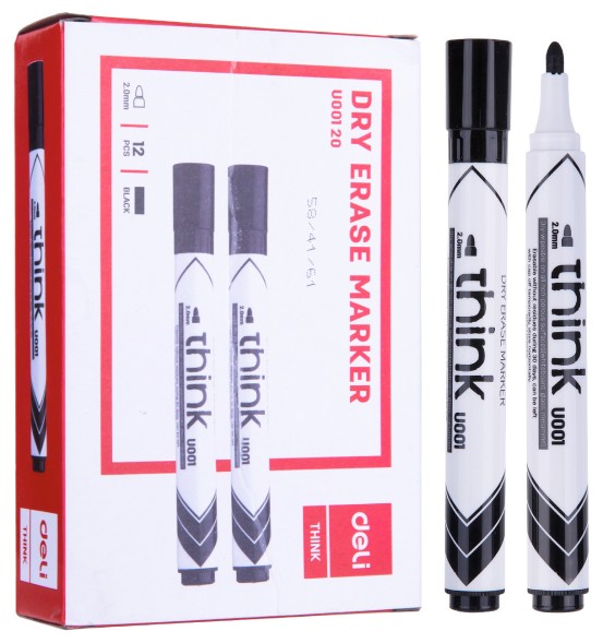 Маркер для досок Deli EU00120 Think круглый пиш. наконечник 2мм черный