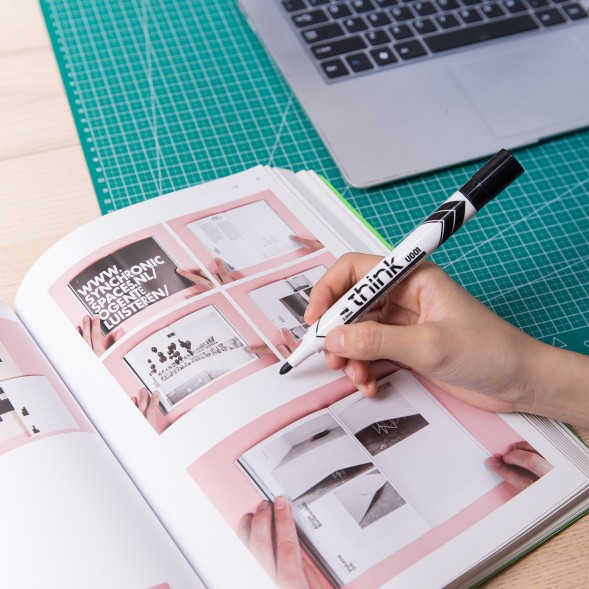 Маркер для досок Deli EU00120 Think круглый пиш. наконечник 2мм черный