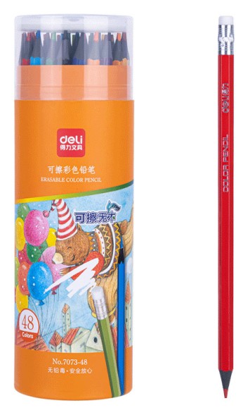 Карандаш цв. Deli 7073-48 пластик ассорти 48цв. туба пл. ластик