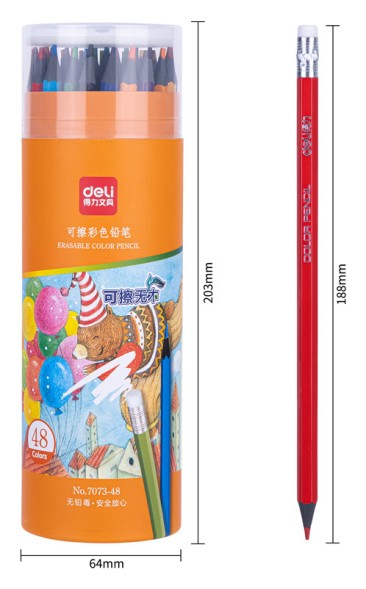 Карандаш цв. Deli 7073-48 пластик ассорти 48цв. туба пл. ластик