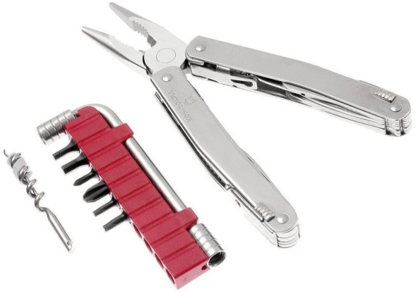 Мультитул Victorinox SwissTool Spirit X (3.0235.L) 105мм 35функц. мини-отвертка/штопор/набор бит/чехол кожаный серебристый подар.коробка