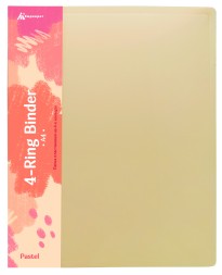 Папка панорама на 4-х кольцах Бюрократ Pastel PAST0740/4RYEL A4 пластик 0.7мм кор.40мм торц.карм с бум. встав желтый