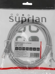 Патч-корд Suprlan 10-0144 UTP RJ-45 вил.-вилка RJ-45 кат.5E 3м серый LSZH 26AWG