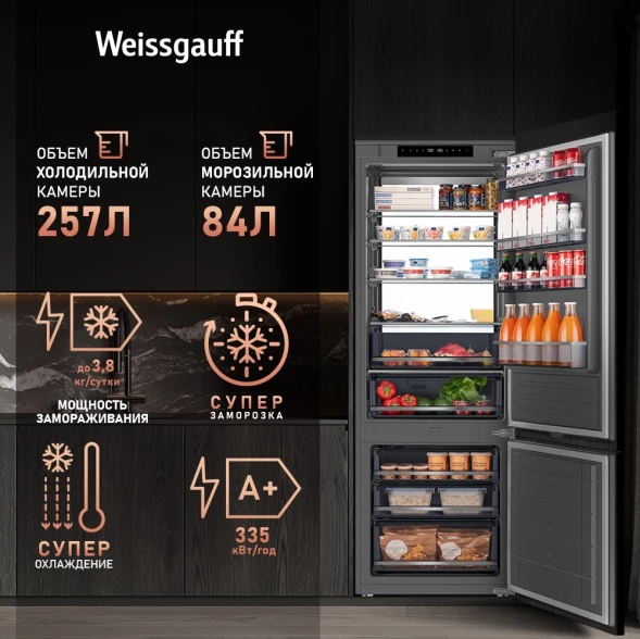 Холодильник Weissgauff WRKI 1970 Total NoFrost Inverter Premium EcoFresh 2-хкамерн. инвертер (433160)