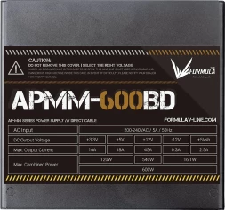 Блок питания Formula ATX 600W APMM-600BD 80+ bronze (20+4pin) APFC 120mm fan 5xSATA RTL