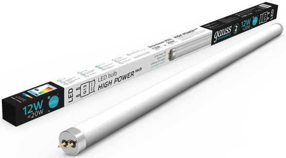 Лампа светодиодная Gauss Elementary 93022 12Вт цок.:G13 трубка 180B 4000K св.свеч.бел.нейт. (упак.:1шт)