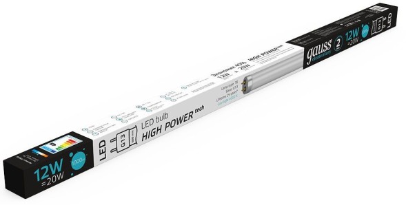 Лампа светодиодная Gauss Elementary 93022 12Вт цок.:G13 трубка 180B 4000K св.свеч.бел.нейт. (упак.:1шт)