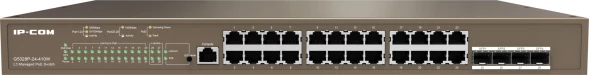 Коммутатор IP-Com G5328P-24-410W (L3) 24x1Гбит/с 4xКомбо(1000BASE-T/SFP) 4SFP 24PoE 370W управляемый