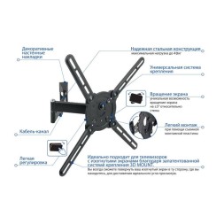 Кронштейн для телевизора Kromax ATLANTIS-15 темно-серый 22&amp;quot;-65&amp;quot; макс.40кг настенный поворот и наклон