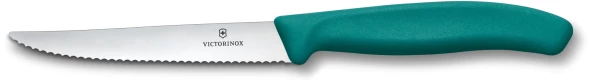 Нож кухонный Victorinox Swiss Classic 6.7234.C1 стальной универсальный для стейка/пиццы лезв.110мм серрейт. заточка зеленый