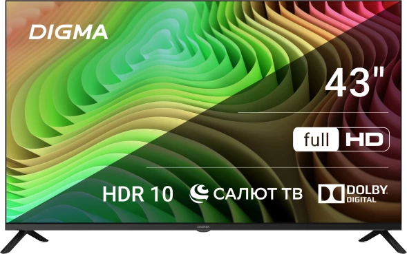 Телевизор LED Digma 43&amp;quot; DM-LED43SBB36 Салют ТВ Frameless Metal черный/черный FULL HD 60Hz DVB-T DVB-T2 DVB-C DVB-S DVB-S2 USB WiFi Smart TV