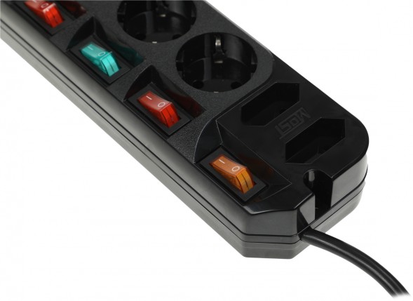 Сетевой удлинитель Most A16 3м (6 розеток) черный (пакет ПЭ)