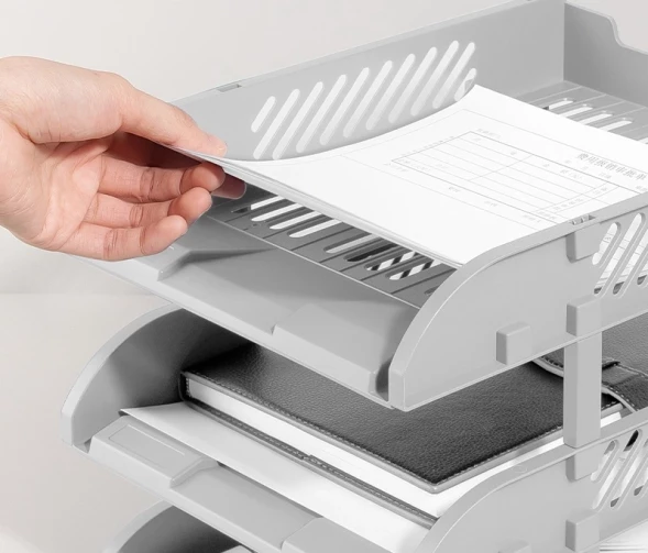 Лоток горизонтальный Deli E9213 GREY сборный для бумаг 325x241x155мм серый пластик (упак.:3шт) пластиковый пакет