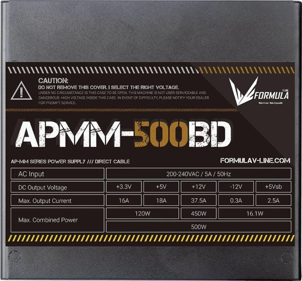 Блок питания Formula ATX 500W APMM-500BD 80+ bronze (20+4pin) APFC 120mm fan 5xSATA RTL