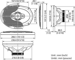 Колонки автомобильные Kenwood KFC-PS6986 600Вт 88дБ 4Ом 15x23см (6x9дюйм) (ком.:2кол.) коаксиальные четырехполосные