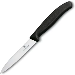 Нож кухонный Victorinox Swiss Classic (6.7733) стальной для чистки овощей и фруктов лезв.100мм серрейт. заточка черный