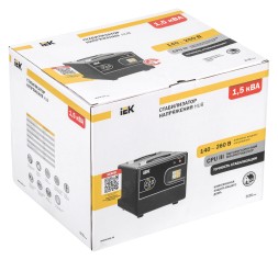 Стабилизатор напряжения IEK Hub 1.5кВА однофазный черный (IVS21-1-D15-13)