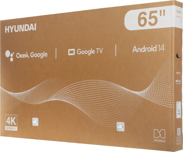 Телевизор LED Hyundai 65&amp;quot; H-LED65BU7011 Google TV Frameless Metal черный 4K Ultra HD 60Hz MEMC DVB-T DVB-T2 DVB-C DVB-S DVB-S2 USB WiFi Smart TV