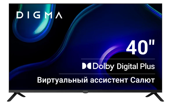 Телевизор LED Digma 40&amp;quot; DM-LED40SBB36 Салют ТВ Frameless Metal черный FULL HD 60Hz DVB-T DVB-T2 DVB-C DVB-S DVB-S2 USB WiFi Smart TV