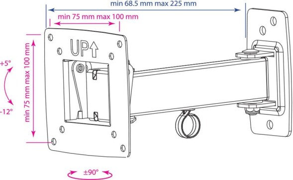 Кронштейн для телевизора Kromax OPTIMA-103 черный 10&amp;quot;-28&amp;quot; макс.25кг настенный поворотно-выдвижной и наклонный