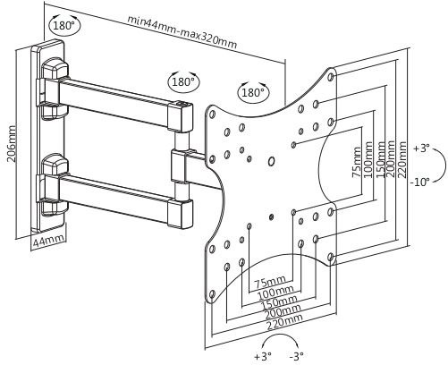 Кронштейн для телевизора Ultramounts UM867W белый 23&amp;quot;-42&amp;quot; макс.20кг настенный поворот и наклон