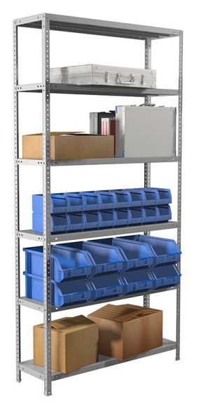 Стеллаж Практик MS пол.:6 единая 2200x1000x300мм серый (S24199173602)