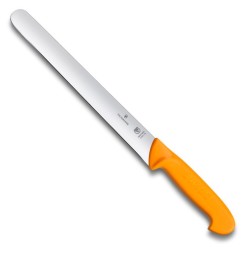 Нож кухонный Victorinox Swibo (5.8441.25) стальной для нарезки ломтиками лезв.250мм прямая заточка оранжевый