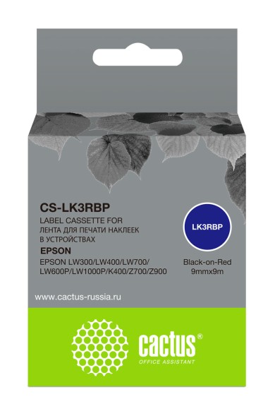 Картридж ленточный Cactus CS-LK3RBP черный для Epson LW300/LW400/LW700/LW600P/LW1000P/K400/Z700/Z900