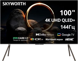 Телевизор QLED Skyworth 100&amp;quot; 100Q79H MaxScreen TV Frameless черный 4K Ultra HD 144Hz MEMC DVB-T DVB-T2 DVB-C DVB-S DVB-S2 USB WiFi Smart TV