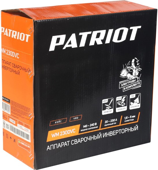 Сварочный аппарат Patriot WM230DVC инвертор ММА 10.7кВт (кейс в комплекте)