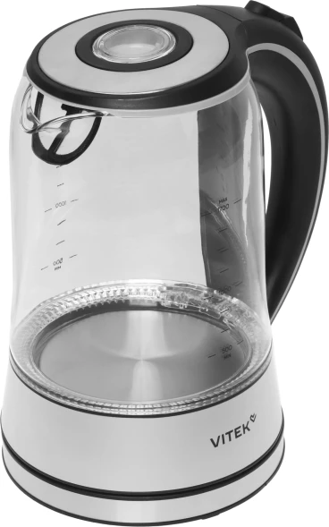 Чайник электрический Vitek VT-WK1009 1.7л. 2200Вт черный/серый корпус: стекло