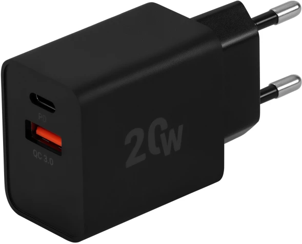 Сетевое зар./устр. Digma DGW2D 20W 3A+1A (PD+QC) USB-C/USB-A универсальное черный (DGW2D0F110BK)