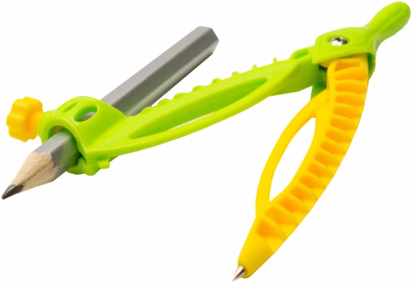 Готовальня Silwerhof Daily корпус зеленый пластик 12см с гнездом для карандаша в компл.:карандаш