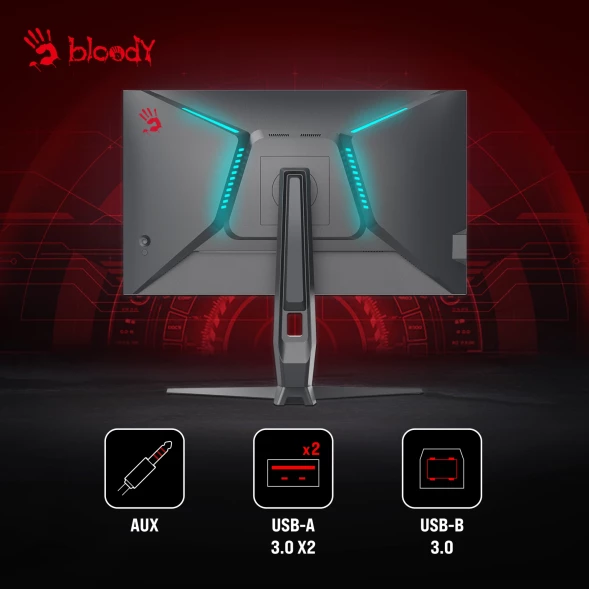 Монитор Bloody 24.5&amp;quot; MN251F серый IPS LED 1ms 16:9 HDMI M/M матовая HAS Piv 320cd 178гр/178гр 1920x1080 200Hz G-Sync DP FHD USB 4.3кг