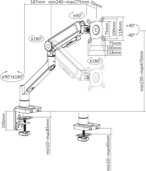 Кронштейн для мониторов Ultramounts UM732W белый/коричневый 17&amp;quot;-32&amp;quot; макс.8кг крепление к столешнице поворот и наклон