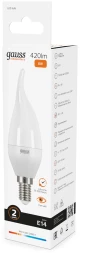 Лампа светодиодная Gauss Elementary 6Вт цок.:E14 свеча 220B св.свеч.бел.теп. (упак.:10шт) (34116)