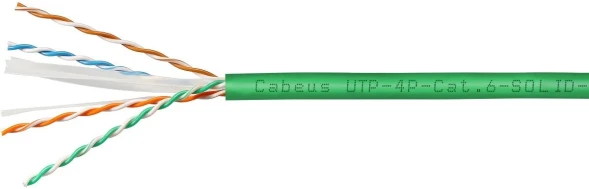 Кабель информационный Cabeus UTP-4P-CAT.6-SOLID-LSLTX-GN кат.6 U/UTP 4 пары PVC внутренний 305м зеленый