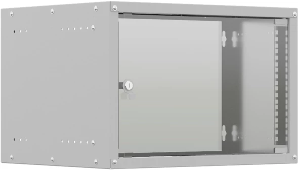 Шкаф коммутационный NTSS Lime (NTSS-WL6U5545GS) настенный 6U 550x450мм пер.дв.стекл несъемн.бок.пан. 30кг серый 370мм 9.6кг 110град. 370мм IP20 укомплектованный