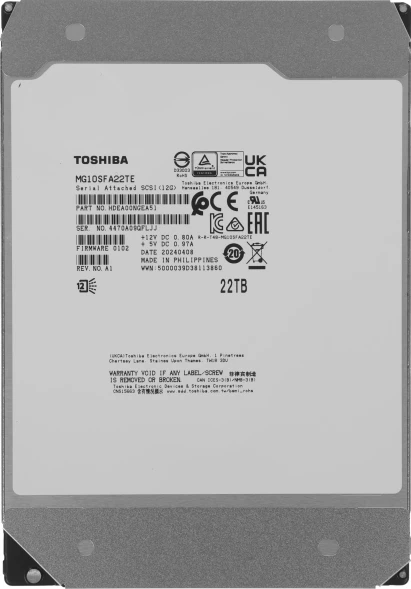 Жесткий диск Toshiba SAS 3.0 22TB MG10SFA22TE Server (7200rpm) 512Mb 3.5&amp;quot;