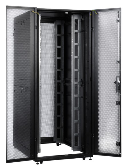 Шкаф серверный ЦМО (ШТК-СП-48.8.12-44АА-9005) напольный 48U 800x1130мм пер.дв.перфор. задн.дв.перфор. 2 бок.пан. 1350кг черный 890мм 170кг 180град. 2215мм
